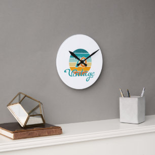 Retro Sunset 70 Vintage Distressed Round Clock