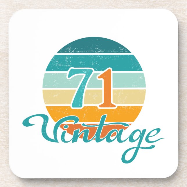 Retro Sunset 71 Vintage Distressed Coaster (Front)