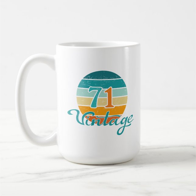 Retro Sunset 71 Vintage Distressed Coffee Mug (Left)
