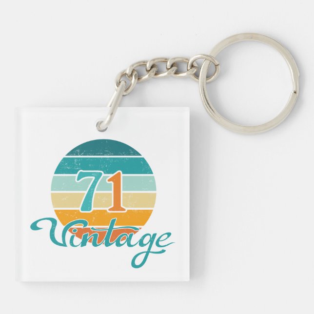 Retro Sunset 71 Vintage Distressed Key Ring (Back)