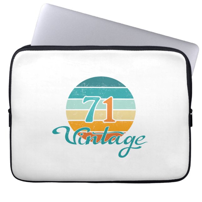 Retro Sunset 71 Vintage Distressed Laptop Sleeve (Front)