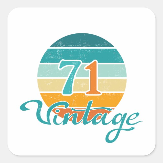 Retro Sunset 71 Vintage Distressed Square Sticker (Front)