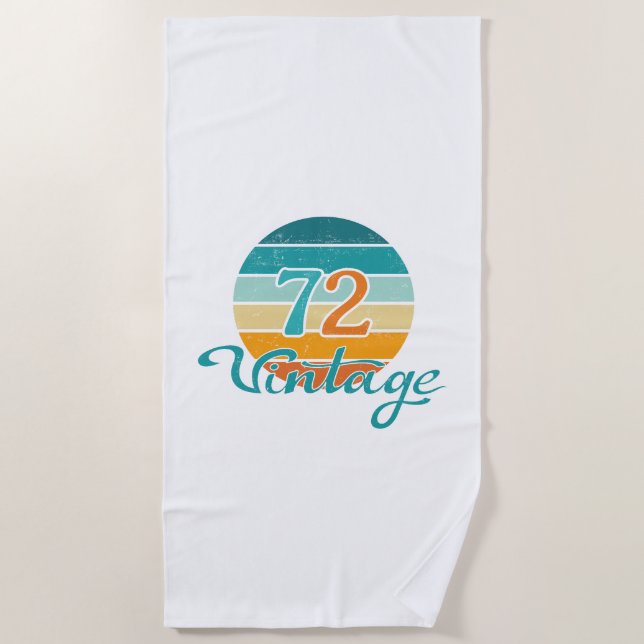 Retro Sunset 72 Vintage Distressed Beach Towel (Front)