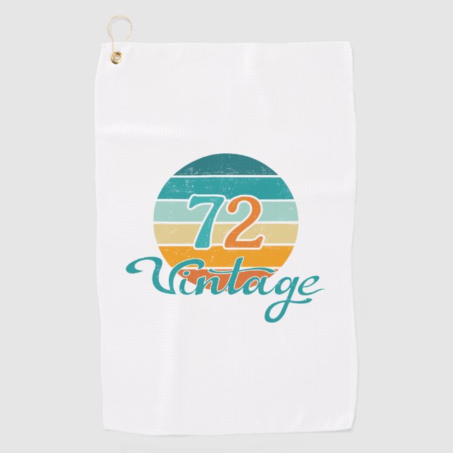 Retro Sunset 72 Vintage Distressed Golf Towel (Front)