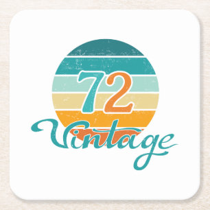 Retro Sunset 72 Vintage Distressed Square Paper Coaster