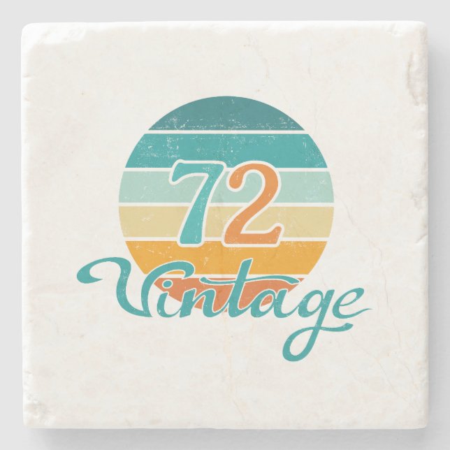 Retro Sunset 72 Vintage Distressed Stone Coaster (Front)