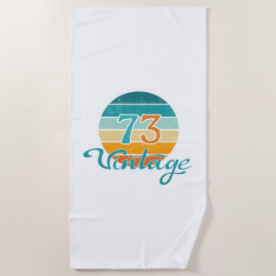 Retro Sunset 73 Vintage Distressed Beach Towel