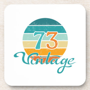 Retro Sunset 73 Vintage Distressed Coaster