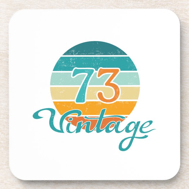 Retro Sunset 73 Vintage Distressed Coaster (Front)