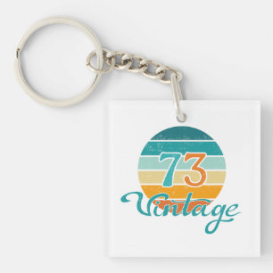 Retro Sunset 73 Vintage Distressed Key Ring
