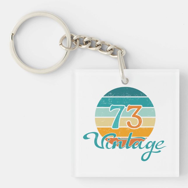 Retro Sunset 73 Vintage Distressed Key Ring (Front)