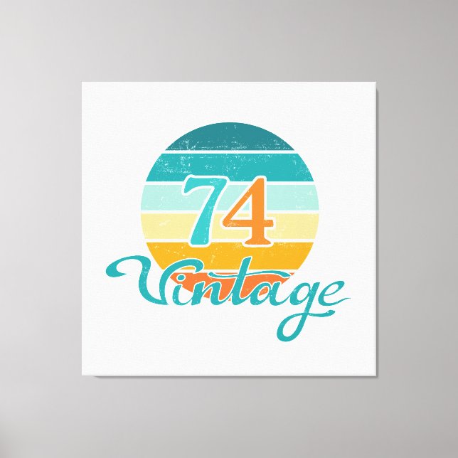 Retro Sunset 74 Vintage Distressed Canvas Print (Front)