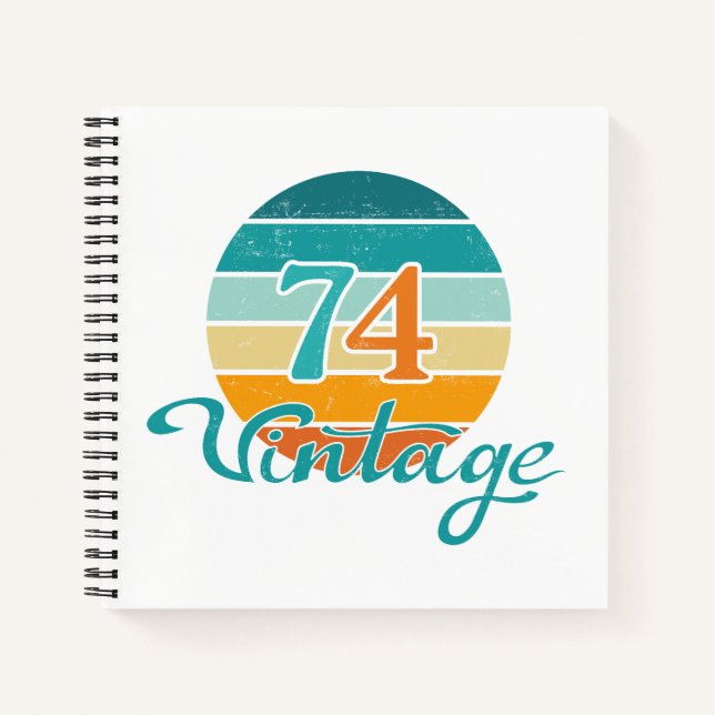 Retro Sunset 74 Vintage Distressed Notebook (Front)