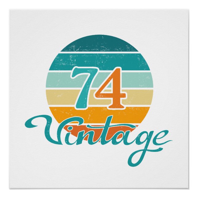 Retro Sunset 74 Vintage Distressed Poster (Front)
