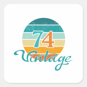 Retro Sunset 74 Vintage Distressed Square Sticker