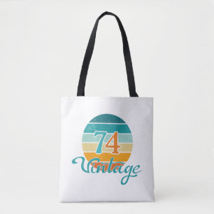 Retro Sunset 74 Vintage Distressed Tote Bag
