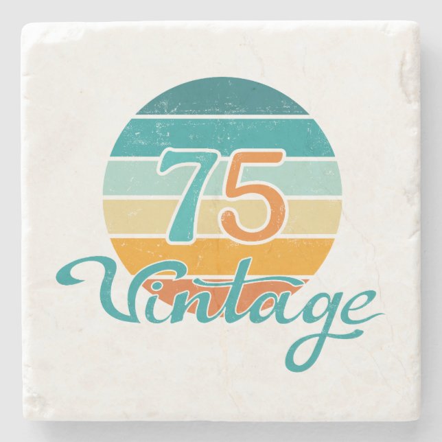 Retro Sunset 75 Vintage Distressed Stone Coaster (Front)