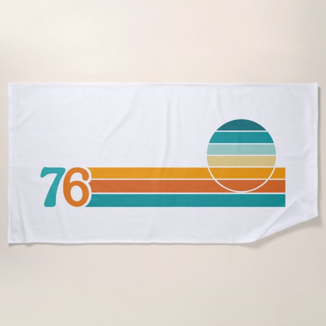 Retro Sunset 76 Beach Towel (Front)
