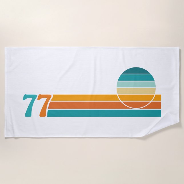 Retro Sunset 77 Beach Towel (Front)