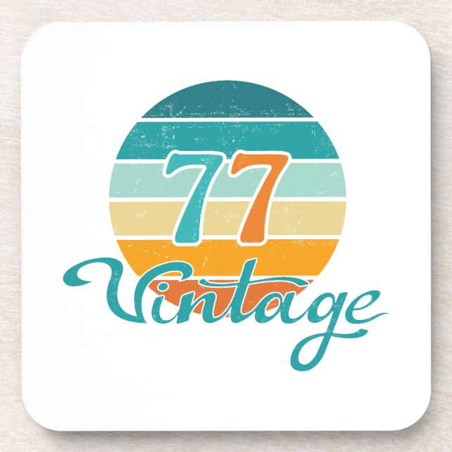 Retro Sunset 77 Vintage Distressed Coaster (Front)