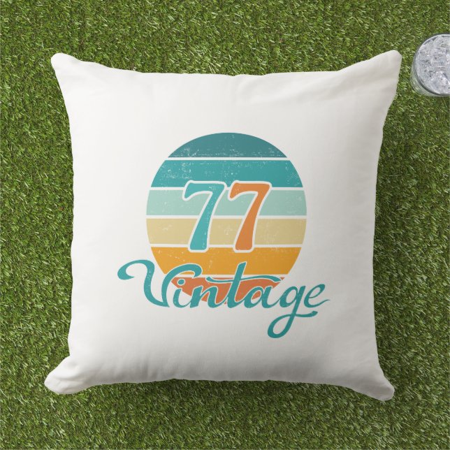 Retro Sunset 77 Vintage Distressed Cushion (Grass)