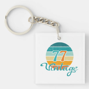 Retro Sunset 77 Vintage Distressed Key Ring