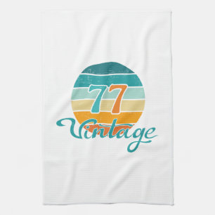 Retro Sunset 77 Vintage Distressed Tea Towel