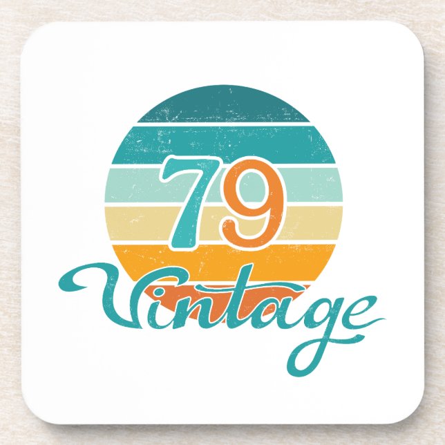 Retro Sunset 79 Vintage Distressed Coaster (Front)