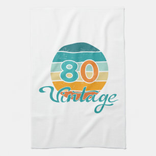 Retro Sunset 80 Vintage Distressed Tea Towel