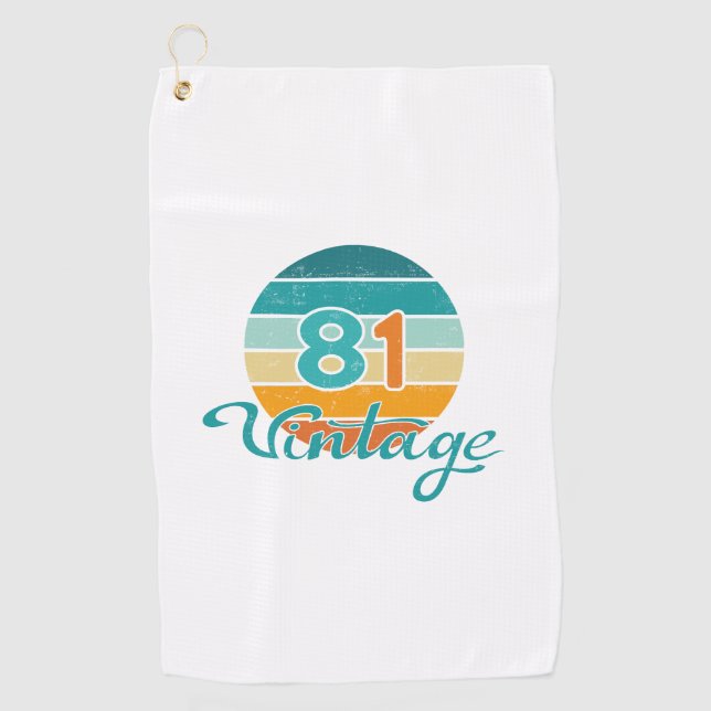 Retro Sunset 81 Vintage Distressed Golf Towel (Front)