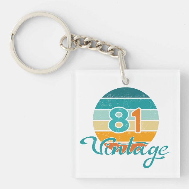Retro Sunset 81 Vintage Distressed Key Ring (Front)