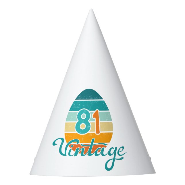 Retro Sunset 81 Vintage Distressed Party Hat (Front)