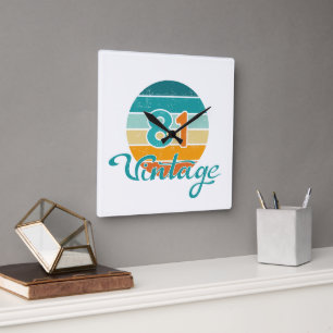Retro Sunset 81 Vintage Distressed Square Wall Clock