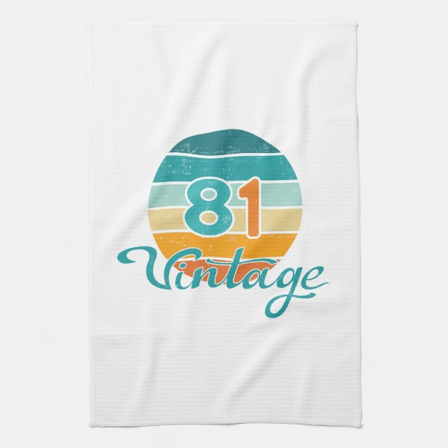 Retro Sunset 81 Vintage Distressed Tea Towel (Vertical)