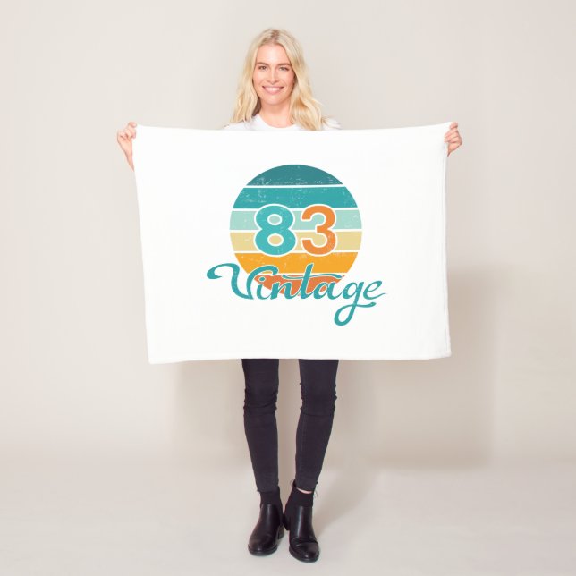 Retro Sunset 83 Vintage Distressed Fleece Blanket (In Situ)