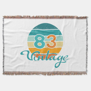 Retro Sunset 83 Vintage Distressed Throw Blanket