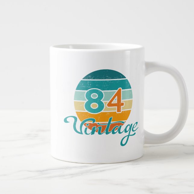 Retro Sunset 84 Vintage Distressed Large Coffee Mug (Right)