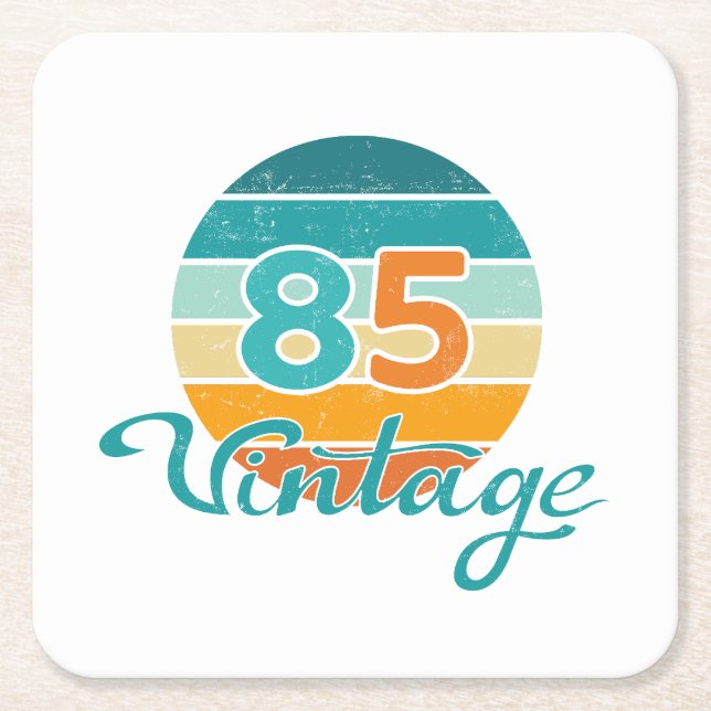 Retro Sunset 85 Vintage Distressed Square Paper Coaster (Front)