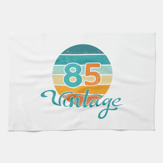 Retro Sunset 85 Vintage Distressed Tea Towel (Horizontal)