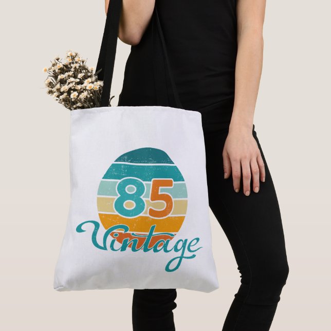 Retro Sunset 85 Vintage Distressed Tote Bag (Close Up)