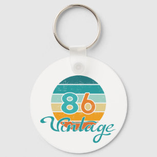 Retro Sunset 86 Vintage Distressed Key Ring