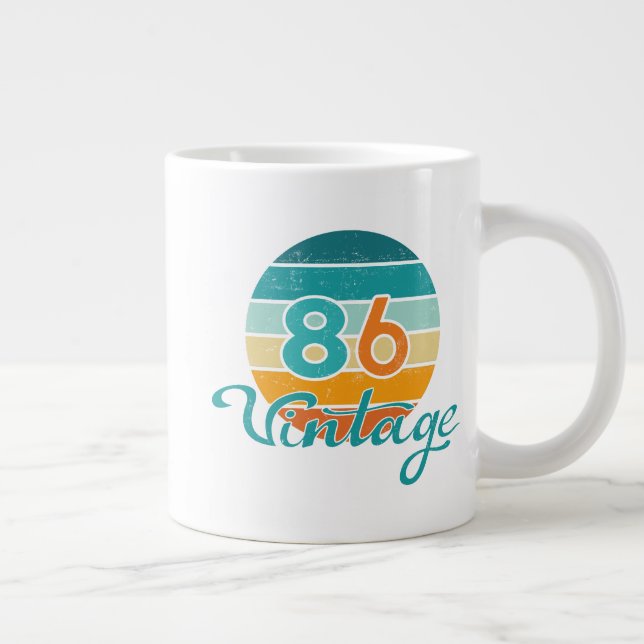 Retro Sunset 86 Vintage Distressed Large Coffee Mug (Right)