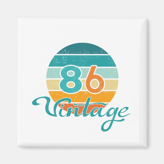 Retro Sunset 86 Vintage Distressed Magnet (Front)