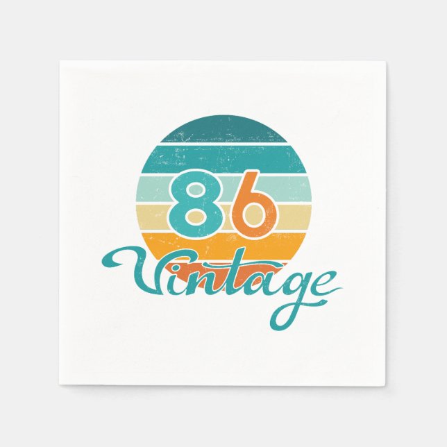 Retro Sunset 86 Vintage Distressed Napkin (Front)