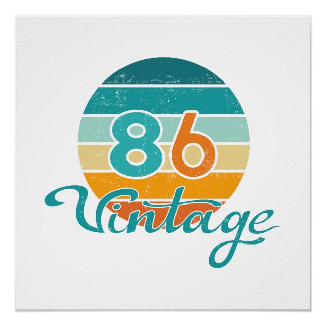 Retro Sunset 86 Vintage Distressed Poster (Front)