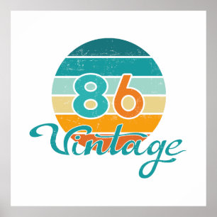 Retro Sunset 86 Vintage Distressed Poster