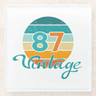 Retro Sunset 87 Vintage Distressed Glass Coaster