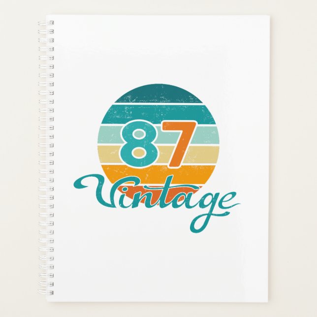 Retro Sunset 87 Vintage Distressed Planner (Front)