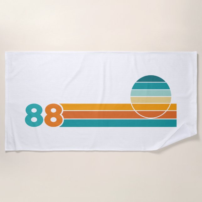 Retro Sunset 88 Beach Towel (Front)