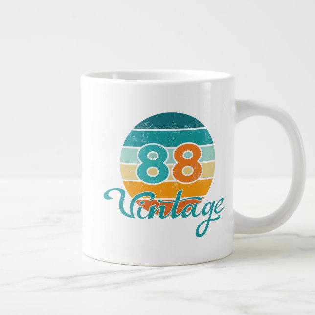 Retro Sunset 88 Vintage Distressed Large Coffee Mug (Right)
